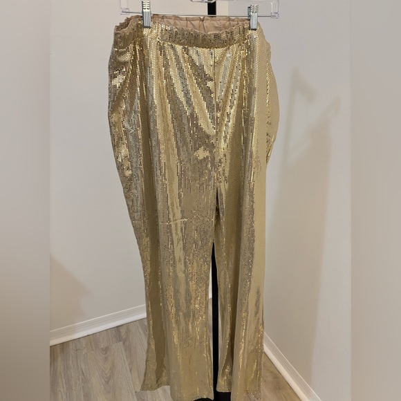 Serra Gold Sequin Wide Leg Pants - Picture 2 of 6